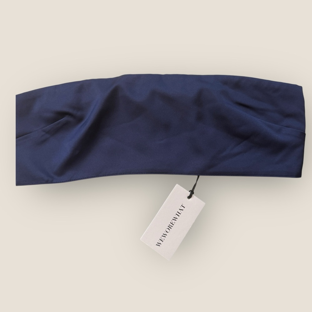 WeWoreWhat | Duchess Satin Bandeau Top | Navy | Size 4 | NWT - Picture 3 of 8